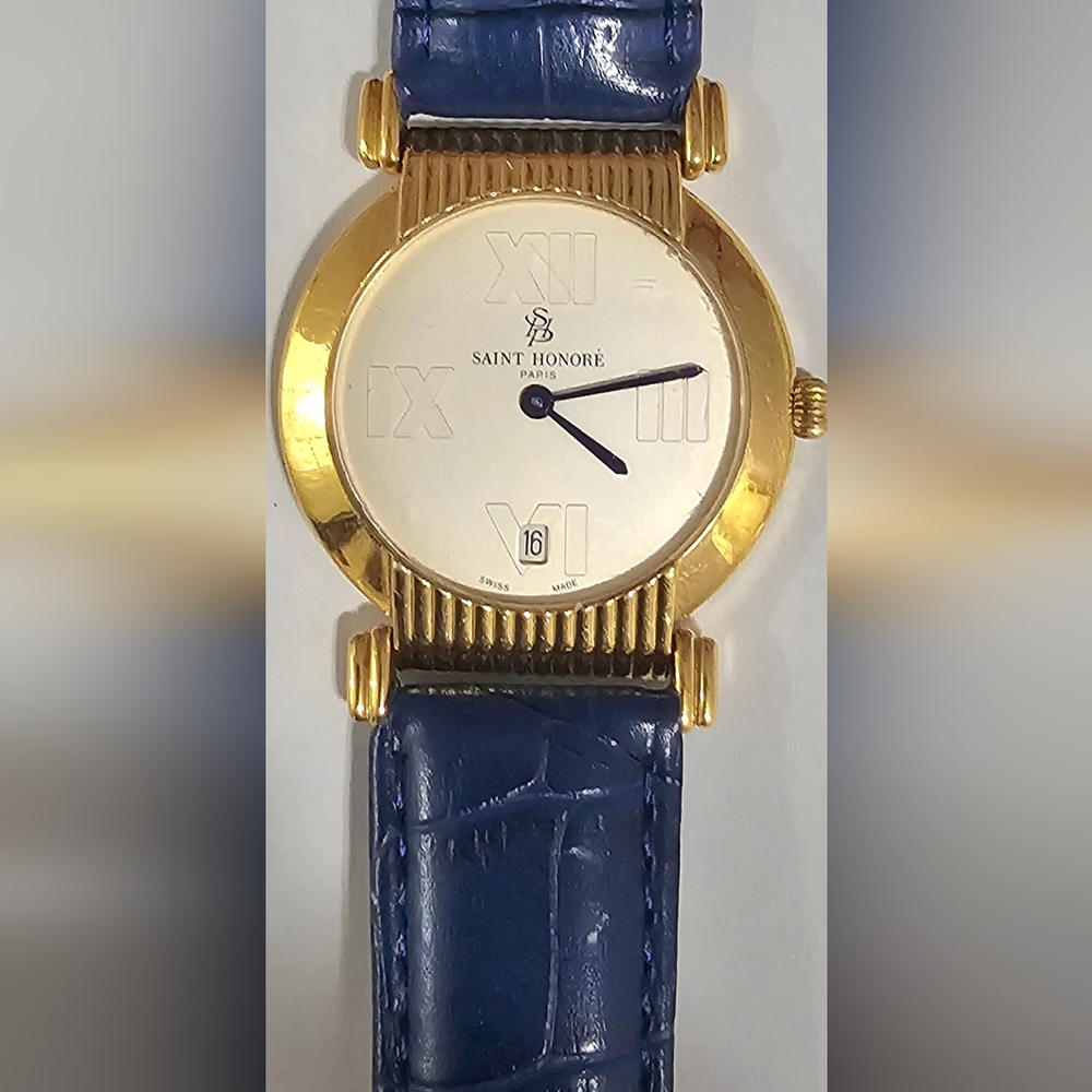 SAINT HONORE MEN WATCH 18K GOLD  ELECTROPLATED. SWISS MADE.